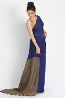 Handspun Cotton Blue Handloom Saree