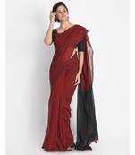Handspun Cotton Maroon Handloom Saree