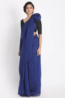 Handspun Cotton Blue Handloom Saree