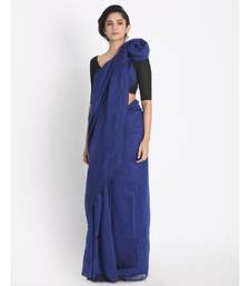 Handspun Cotton Blue Handloom Saree