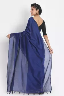 Handspun Cotton Blue Handloom Saree