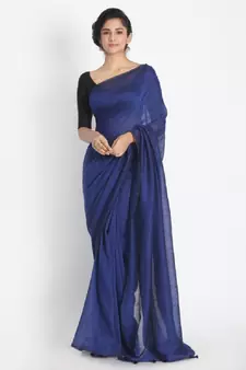 Handspun Cotton Blue Handloom Saree