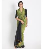 Handspun Cotton Olive Handloom Saree