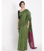 Handspun Cotton Lime Handloom Saree