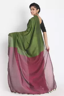 Handspun Cotton Lime Handloom Saree