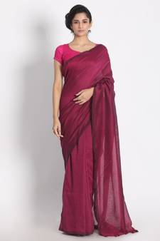 Handspun Cotton Pink Handloom Saree