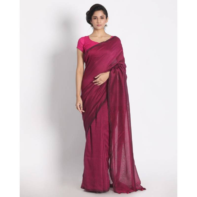 Handspun Cotton Pink Handloom Saree