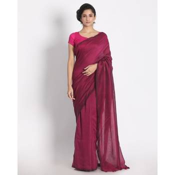 Handspun Cotton Pink Handloom Saree 1