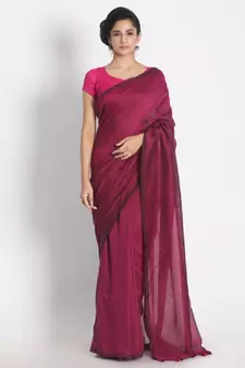 Handspun Cotton Pink Handloom Saree