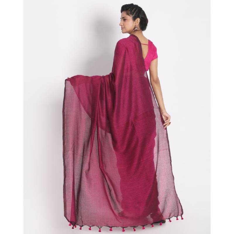 Handspun Cotton Pink Handloom Saree