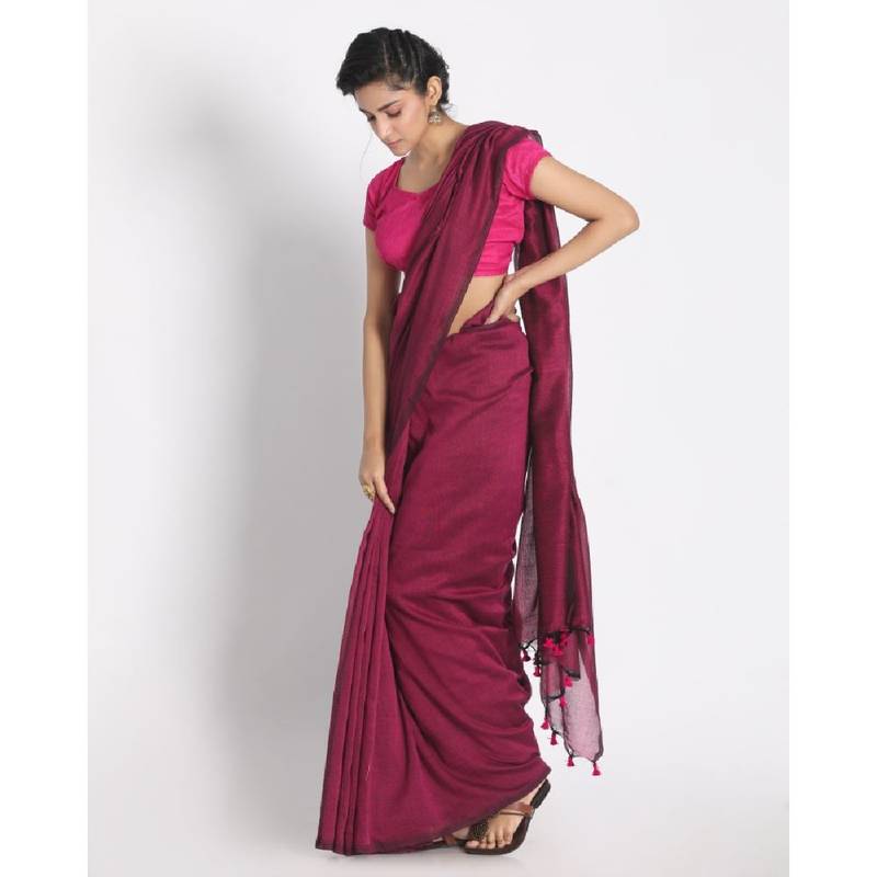 Handspun Cotton Pink Handloom Saree