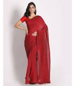 Handspun Cotton Red Handloom Saree