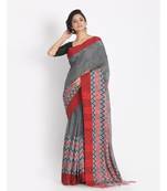 Handspun Cotton Grey Handloom Begampuri Saree
