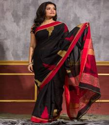 Black Cotton Blend Handloom Saree