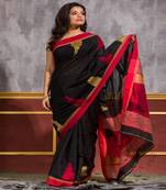 Black Cotton Blend Handloom Saree