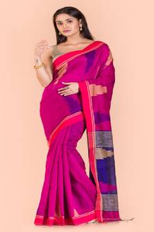Pink Cotton Blend Handloom Saree
