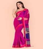 Pink Cotton Blend Handloom Saree