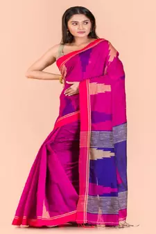 Pink Cotton Blend Handloom Saree