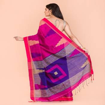 Pink Cotton Blend Handloom Saree 3