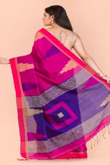 Pink Cotton Blend Handloom Saree