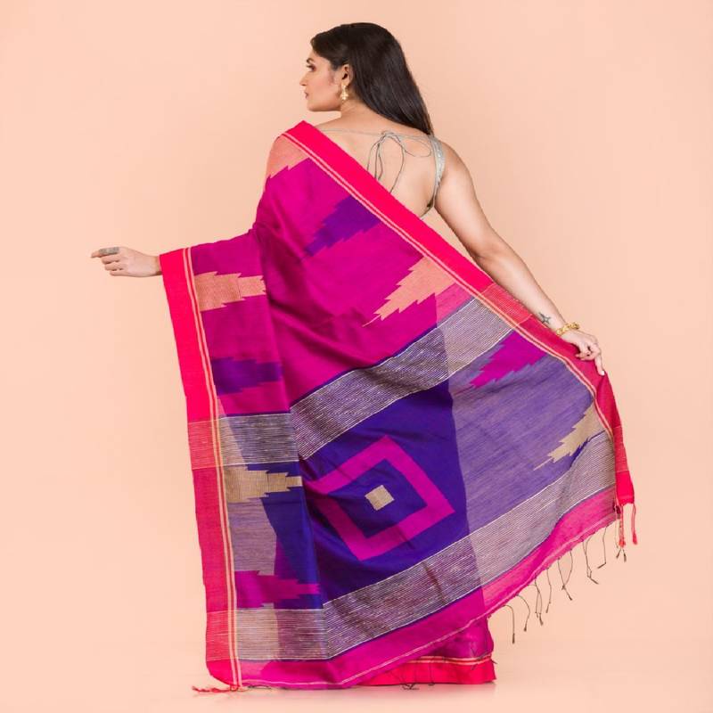 Pink Cotton Blend Handloom Saree