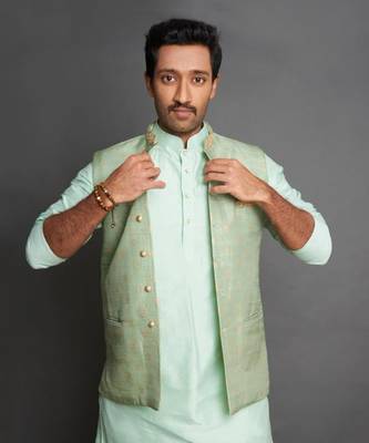 Mint Green Silk Nehru Jacket Set 4