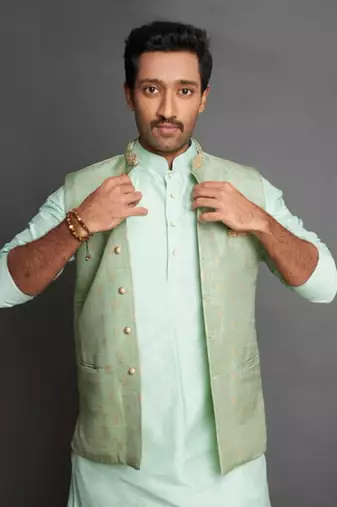 Mint Green Silk Nehru Jacket Set