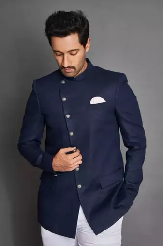 Navy Blue Bandhgala Set