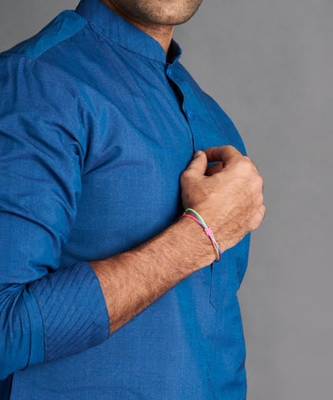 Blue Cotton Silk Kurta Set 3