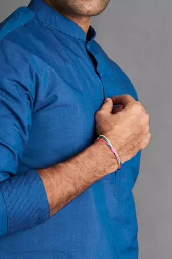 Blue Cotton Silk Kurta Set
