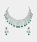 Rhodium Plated American Diamonte Necklace Set