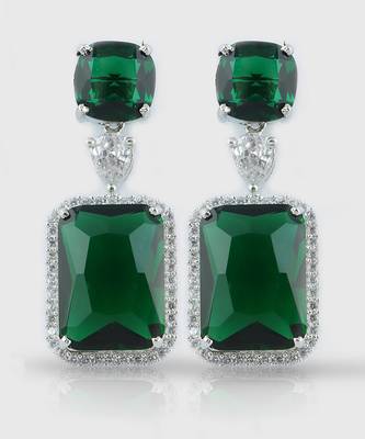 Rhodium Plated American Diamond Earrings 1