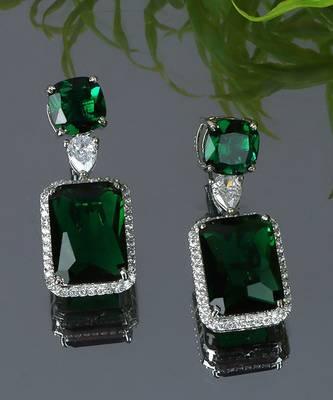 Rhodium Plated American Diamond Earrings 4