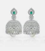 Rhodium Plated American Diamond Jhumka Earrings