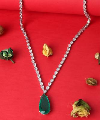 Rhodium Plated American Diamond Necklace Set 3