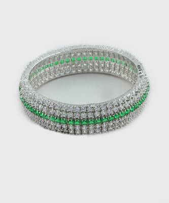 Rhodium Plated American Diamond Bangle Set 2