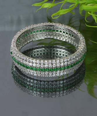 Rhodium Plated American Diamond Bangle Set 4