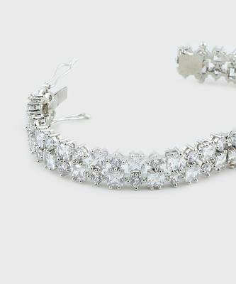 Rhodium Plated American Diamond Bangle Set 2