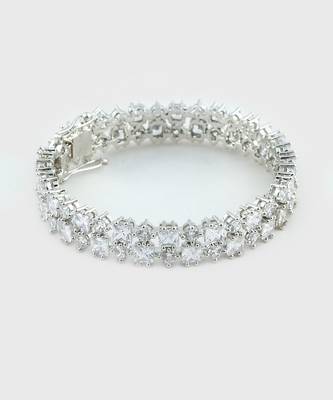Rhodium Plated American Diamond Bangle Set 3