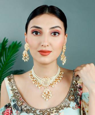 Gold Plated Kundan Necklace Set 1