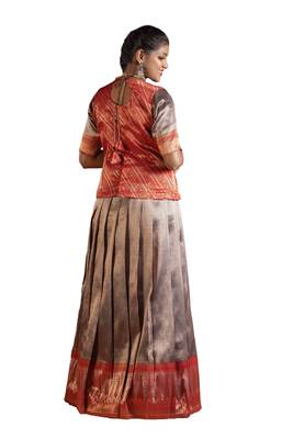 Shivangi Girls Red Silver Fire Pattu Pavadai | Langa 2