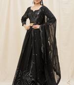 Black Colour available Embroidered Attractive Party Wear Silk Lehenga choli 