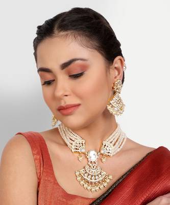 Gold Plated Kundan Necklace Set 6