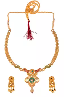 Gold Plated Jadau Necklace Set