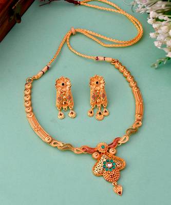 Gold Plated Jadau Necklace Set 4