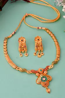 Gold Plated Jadau Necklace Set