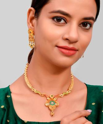 Gold Plated Jadau Necklace Set 1