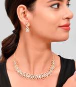 Gold Plated And Stone Studded Beaded Necklace Set