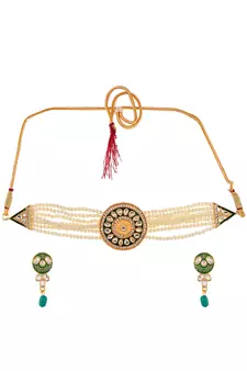 Gold Plated Pearl Beaded Choker Set