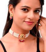 Gold Plated Pearl Beads Choker Set